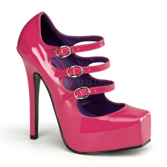 Shiny hot pink stiletto heel shoes - Picture 4 of 4